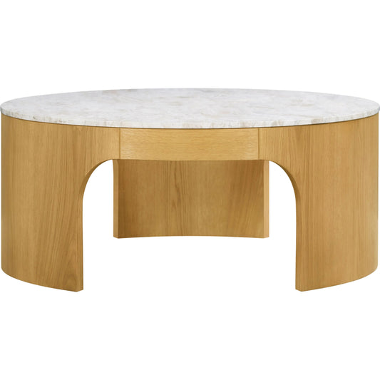 Planar Coffee Table by Surya in natural, cream. Made from marble, oak veneer, plywood in a transitional style.