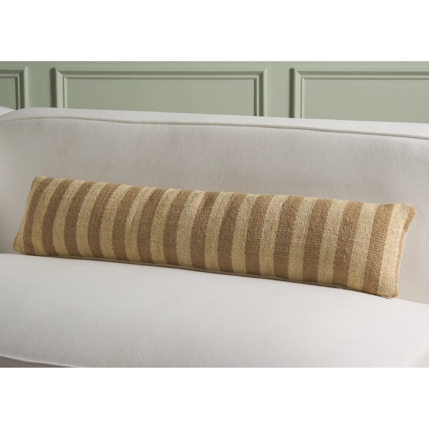 004 SI-2327443 | Lifestyle | Odessa Jute Bolster Pillow by HedgeApple Essentials in mustard, beige. Made from 100% jute in a modern style.