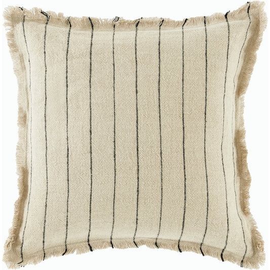 McLeod Pillow by HedgeApple Essentials in natural, black. Made from linen, zipper, 100% virgin quality vacuum packed filler in a modern style.
