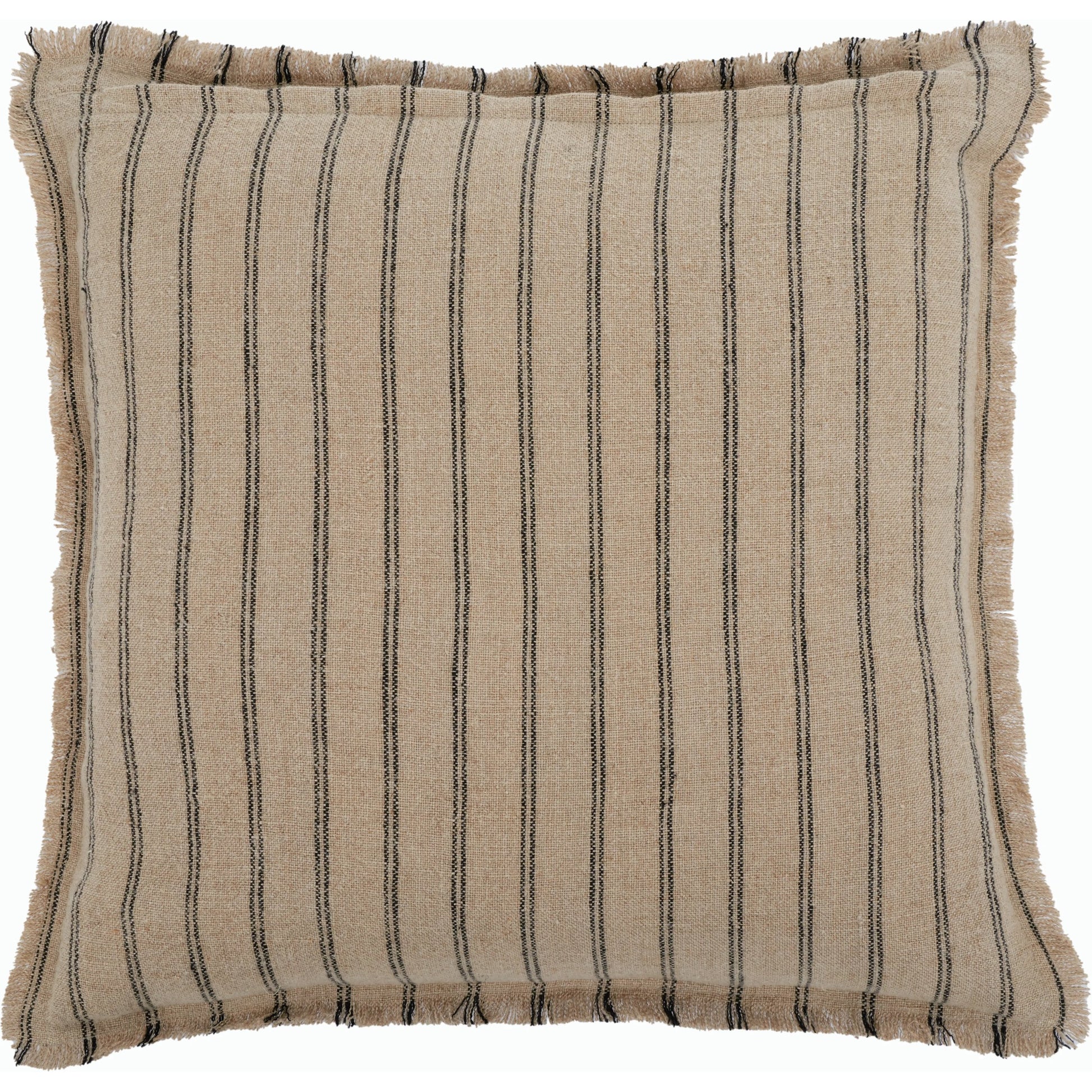 Clare Pillow by HedgeApple Essentials in natural, black. Made from linen, zipper, 100% virgin quality vacuum packed filler in a modern style.