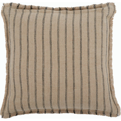 Clare Pillow by HedgeApple Essentials in natural, black. Made from linen, zipper, 100% virgin quality vacuum packed filler in a modern style.