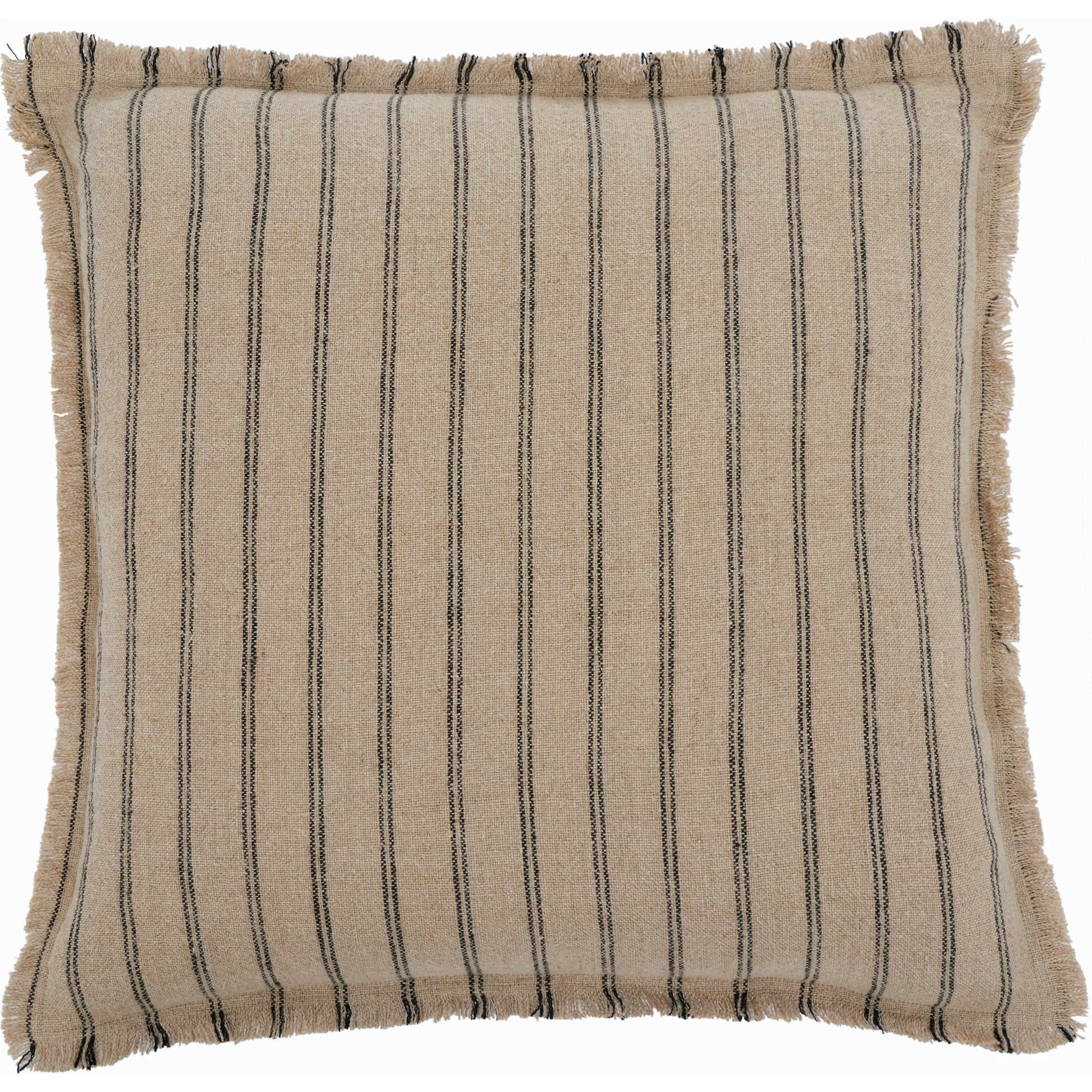 Clare Pillow by HedgeApple Essentials in natural, black. Made from linen, zipper, 100% virgin quality vacuum packed filler in a modern style.
