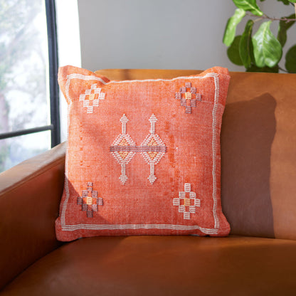 Grove Pillow by HedgeApple Essentials in orange. Made from cotton, cotton canvas back, polyester fill in a eclectic & global style.
