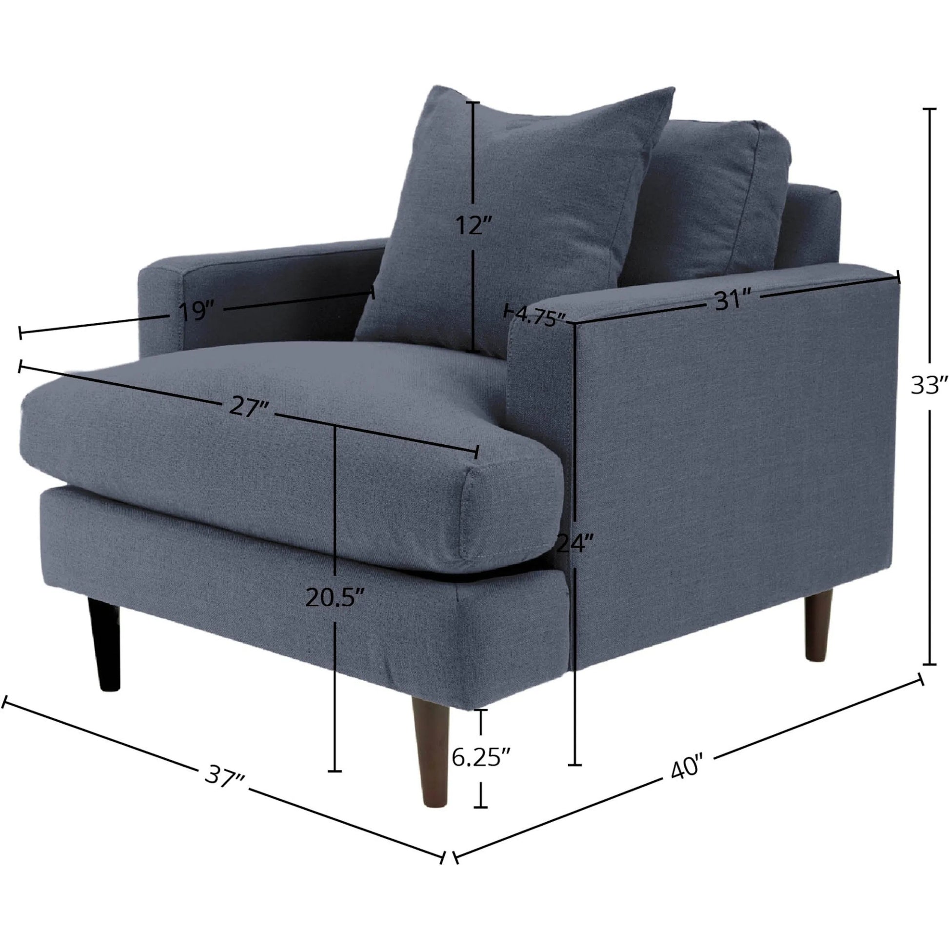 Martha Club Chair by LH Imports. Made from birch, pine, plywood, polyester, foam, polyester fiber, feather in a modern style.