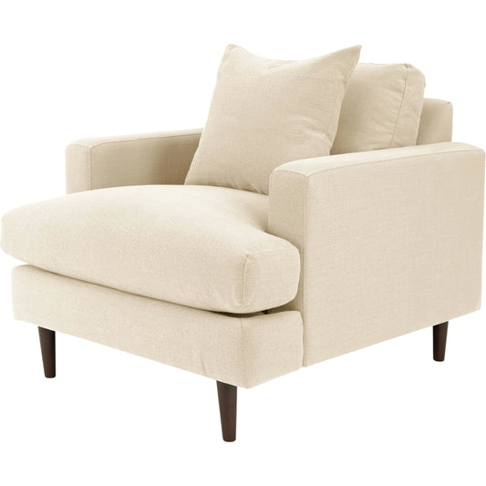 Martha Club Chair by LH Imports in beach alabaster and dark brown. Made from birch, pine, plywood, polyester, foam, polyester fiber, feather in a modern style.