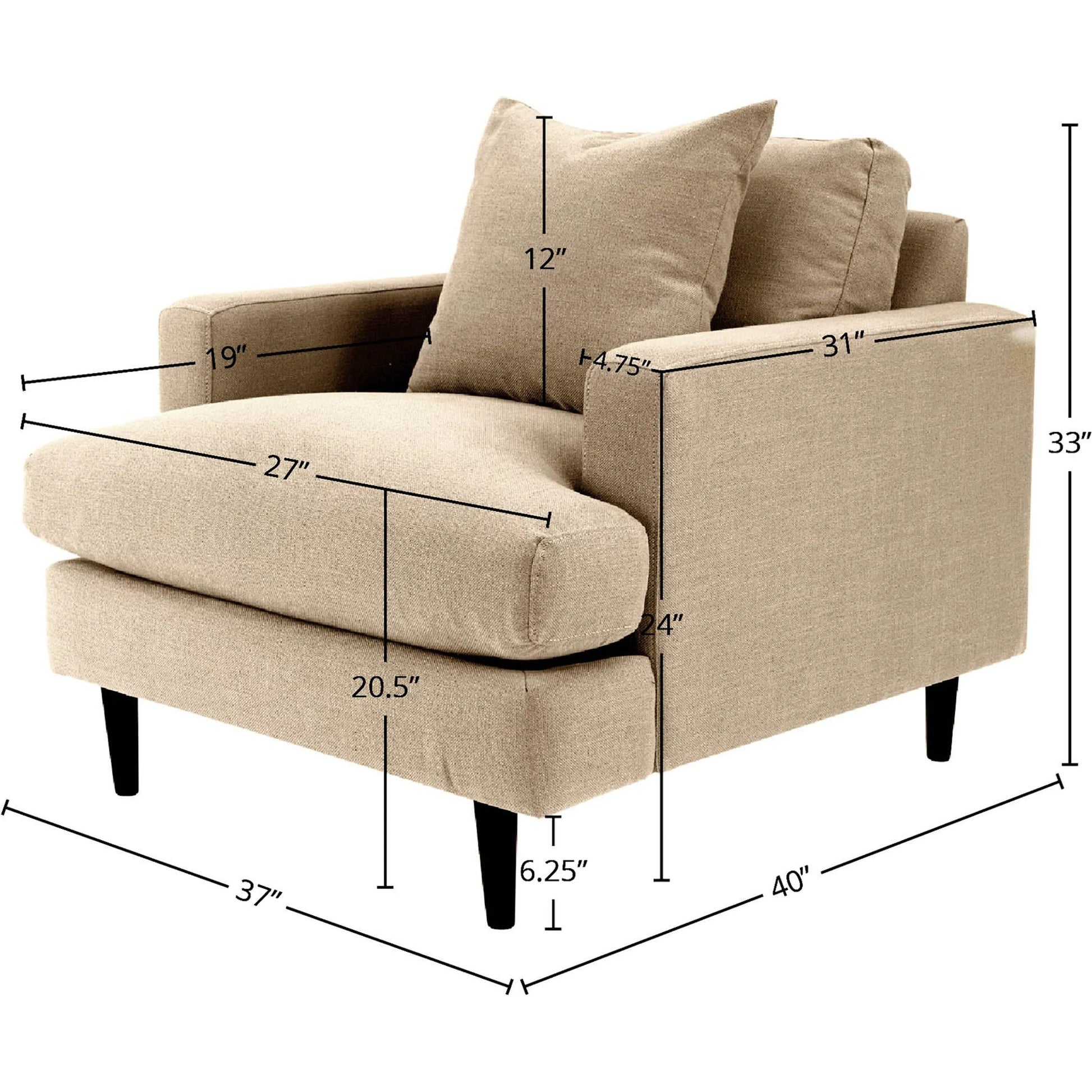 Martha Club Chair by LH Imports. Made from birch, pine, plywood, polyester, foam, polyester fiber, feather in a modern style.