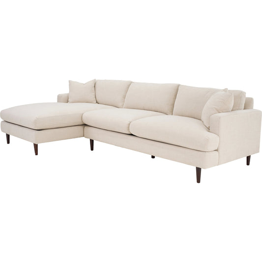Martha Sectional Sofa by LH Imports in beach alabaster and dark brown. Made from birch, pine, plywood, polyester, foam, polyester fiber, feather in a unique style.