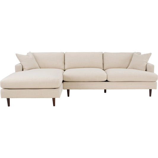 Martha Sectional Sofa by LH Imports in beach alabaster and dark brown. Made from birch, pine, plywood, polyester, foam, polyester fiber, feather in a transitional style.