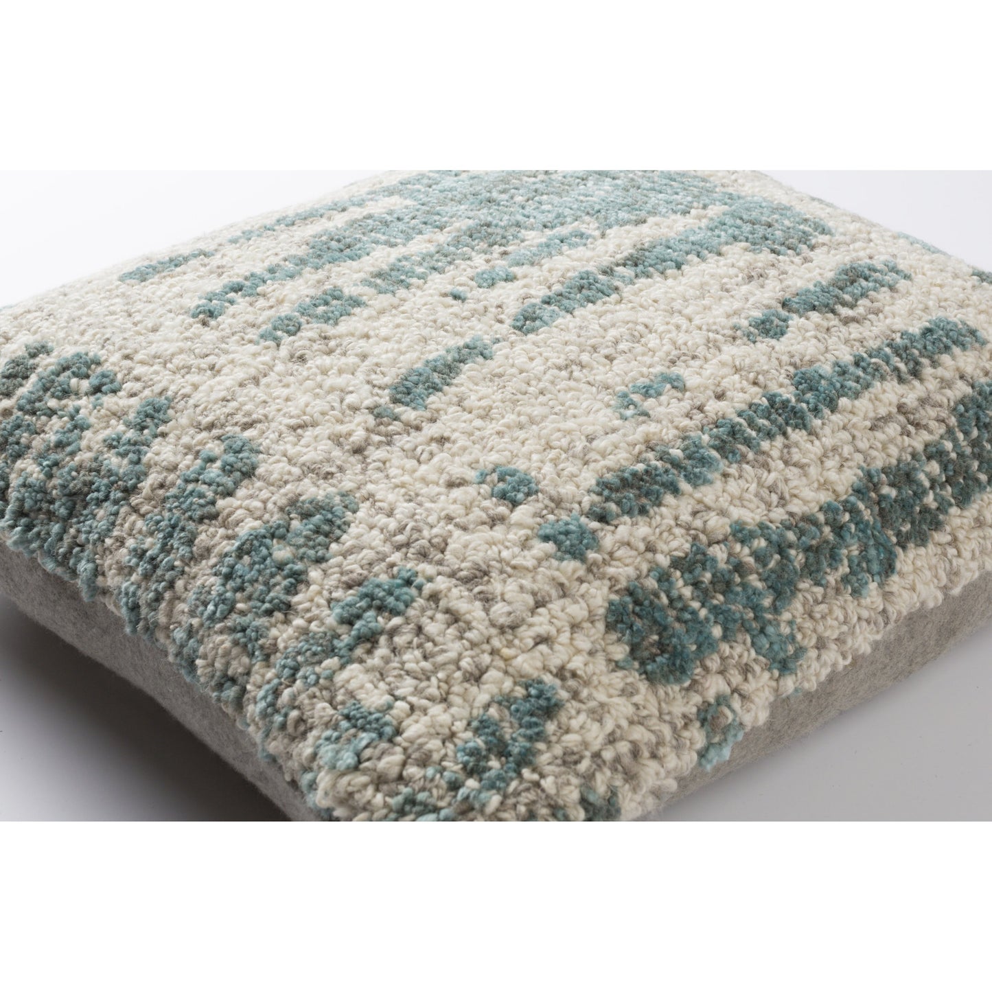 004 S-230030,S-230031 | Closeup | Primal Pillow - 16902 by Surya in green, teal. Made from front: 60% wool, 40% viscose, back: 75% wool, 25% viscose in a eclectic & global style.