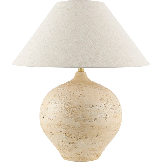 Pomarico Accent Table Lamp by Surya. Made from cement, linen, plastic in a transitional style.