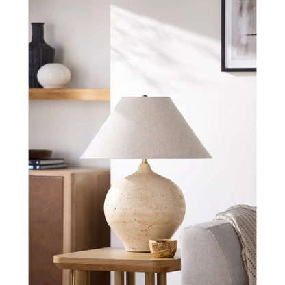 Pomarico Accent Table Lamp by Surya. Made from cement, linen, plastic in a transitional style.