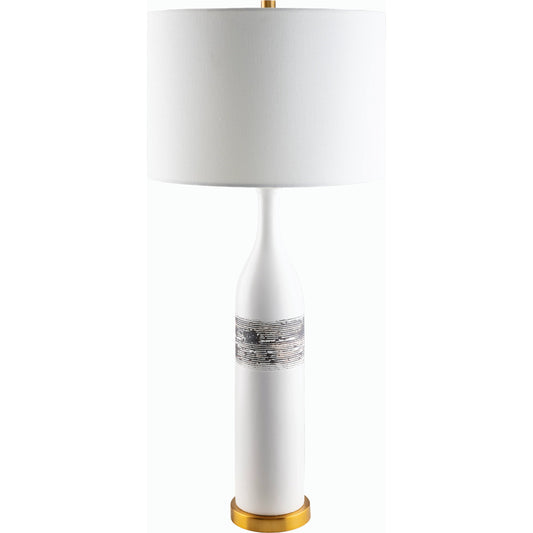 Piedmont Accent Table Lamp - 524551 by Surya in white, translucent. Made from ceramic, linen, iron in a modern style.