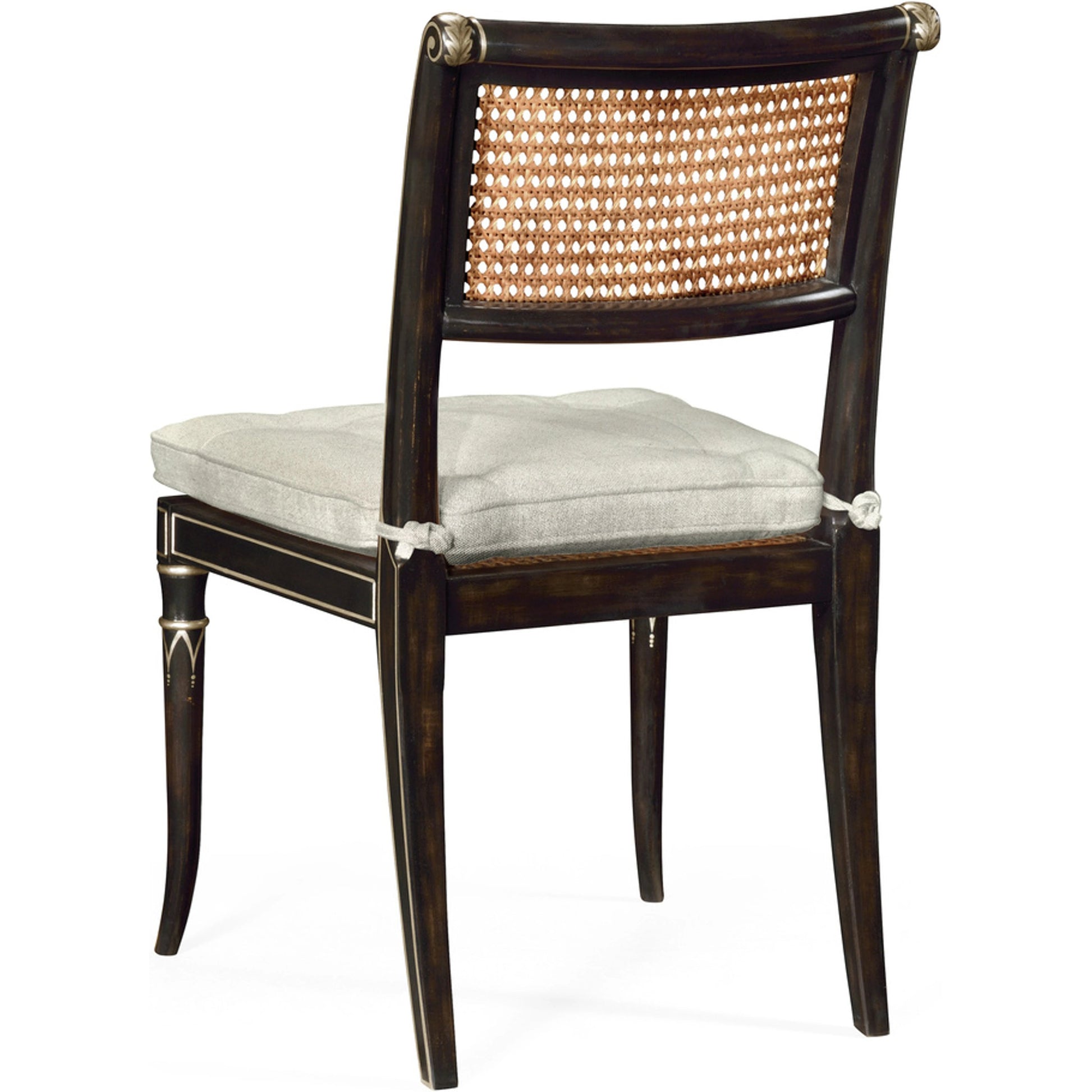 William Yeoward Linden Charcoal Wash Dining Side Chair by Jonathan Charles in charcoal wash. Made from acacia in a traditional style.