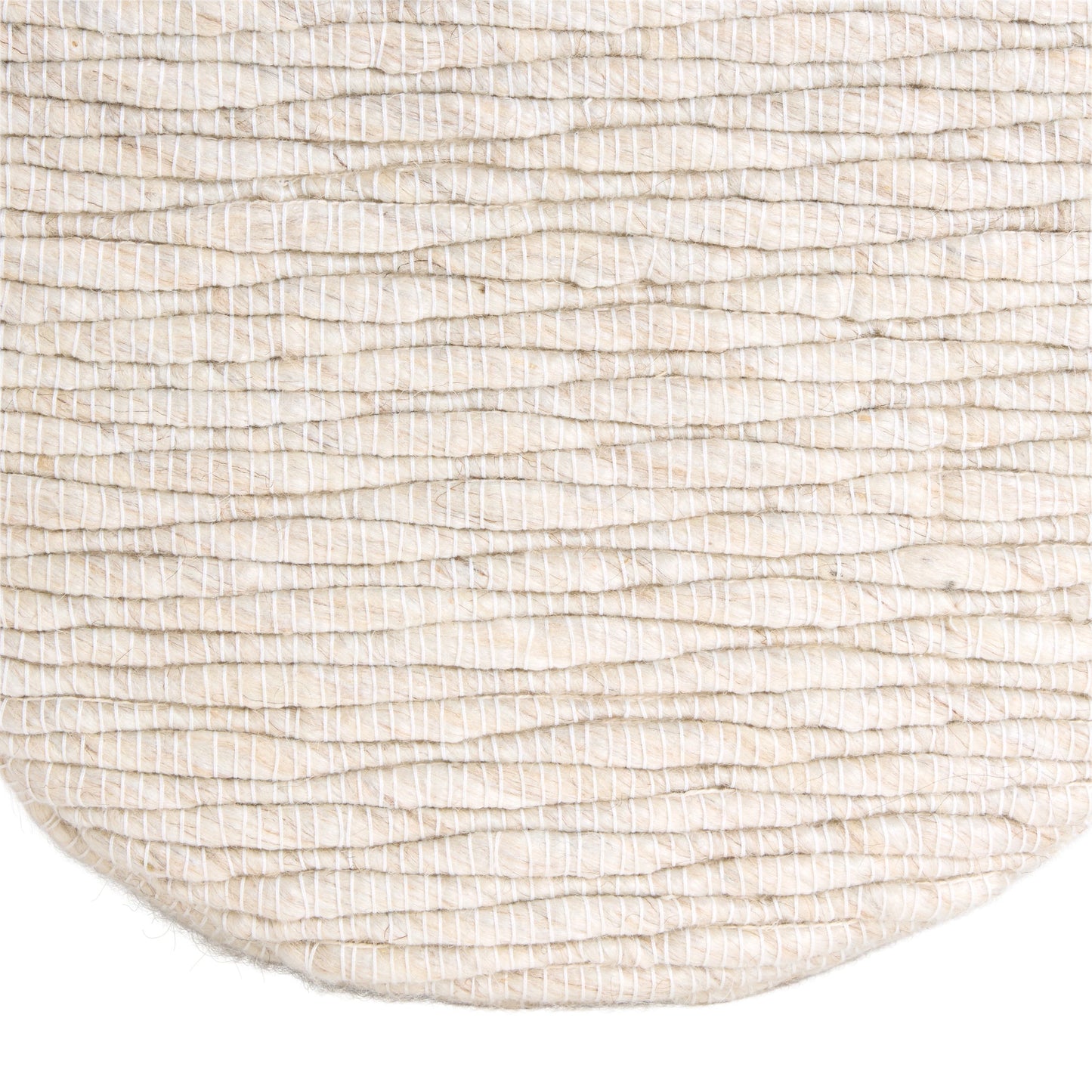 002 SI-2123732 | Closeup | Penna Pouf by Jaipur Living in cream, white. Made from 96% wool 4% cotton in a cottage & farmhouse style.