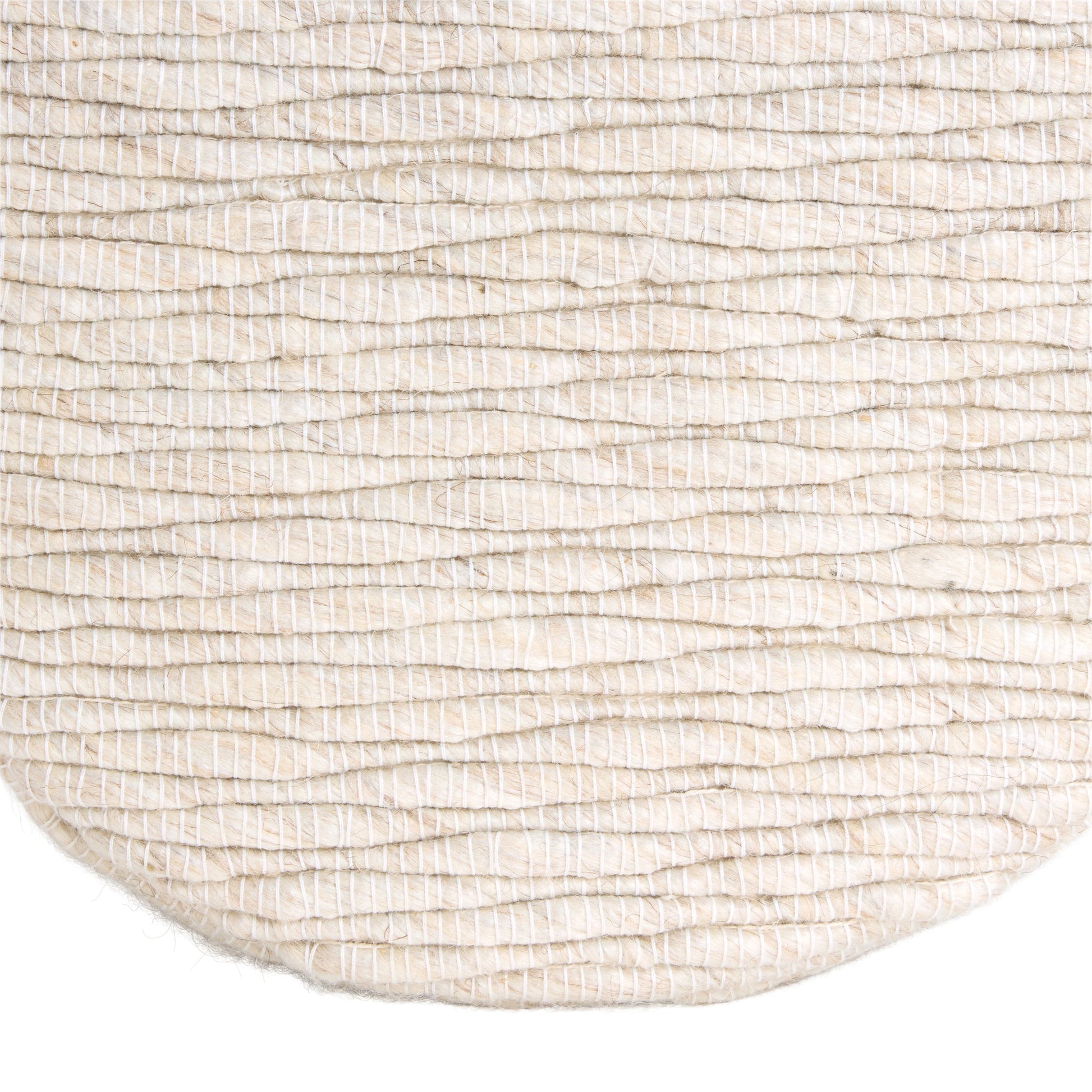 Penna Pouf by Jaipur Living in cream, white. Made from 96% wool 4% cotton in a cottage & farmhouse style.