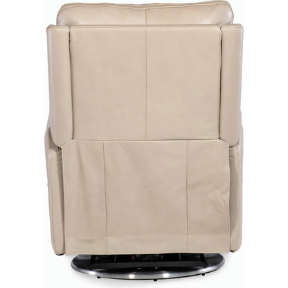 Soiree Zero Gravity Swivel w/Power Headrest and Lumbar by Hooker Furniture in beige. Made from leather in a modern style.