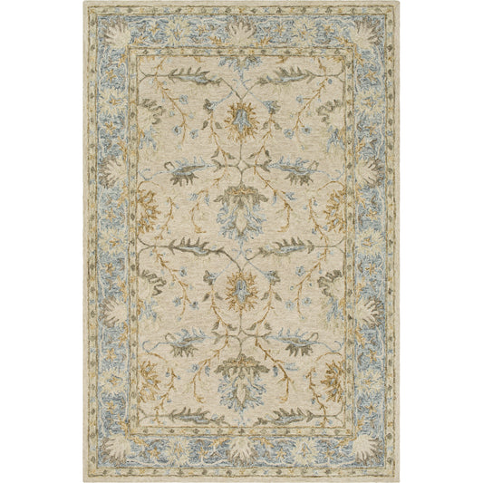 Panipat Rug - 22946 by Livabliss in pale blue, charcoal, ice blue, beige, olive. Made from 100% wool in a unique style.