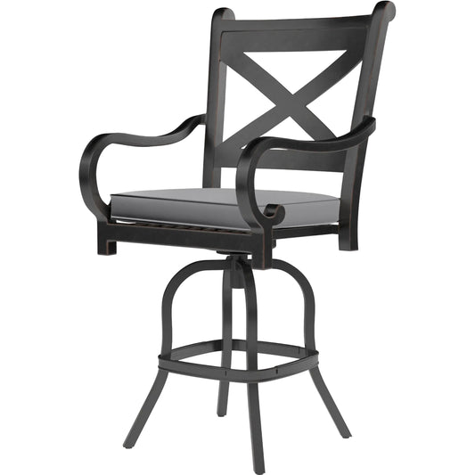 Monterey Outdoor Counter Stool by Sunset West in browns. Made from aluminum in a cottage & farmhouse style.