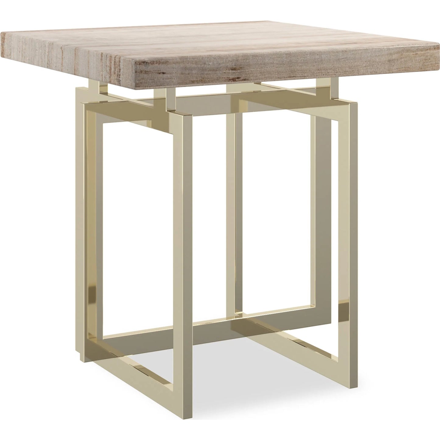 001 SI-2250645 | Primary Silo | Wish You Were Here End Table by Caracole in sandstone, whisper of gold. Made from metal, stone in a unique style.