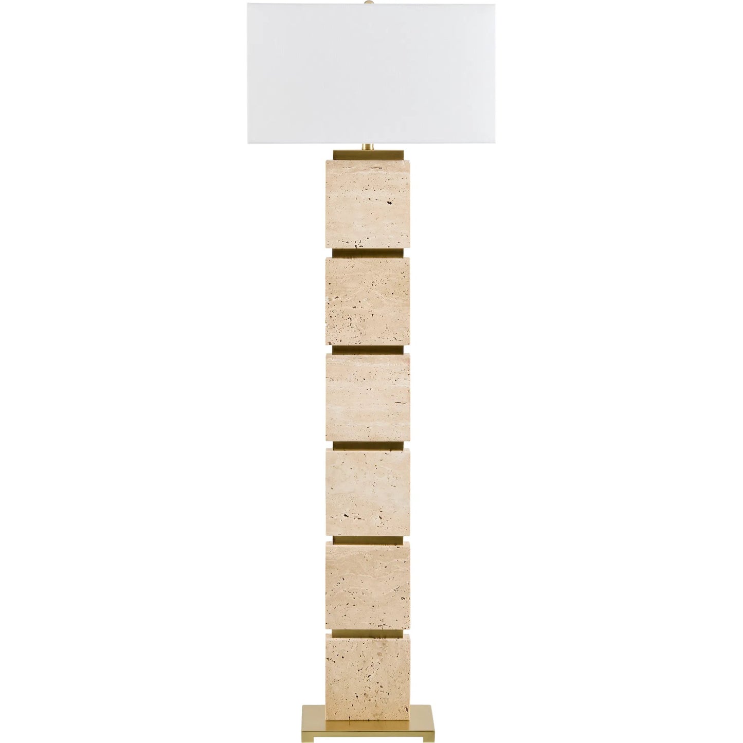 001 SI-2244643 | Primary Silo | Ponta Accent Floor Lamp by Surya in translucent, yellow, white, metallic gold, metallic brass and burnishedplated. Made from travertine, linen, plastic, iron in a transitional style.