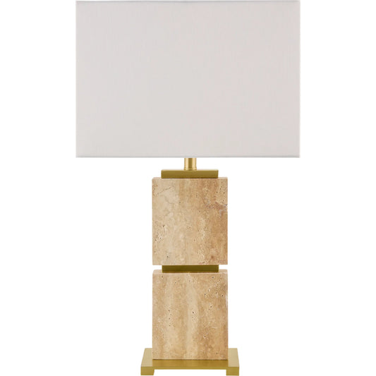Ponta Accent Table Lamp by Surya in brown. Made from iron, linen, polyester in a transitional style.