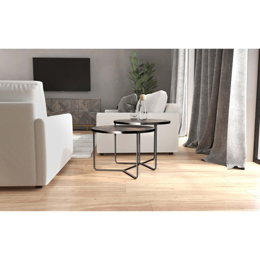 Commerce & Market Bunching Cocktail Tables by Hooker Furniture in black, gray. Made from hammered aluminum, carbon steel in a transitional style.