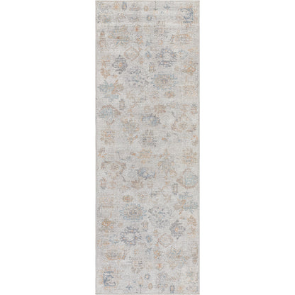 Olympic PNWOL-2302 Rug by Our PNW Home x Livabliss in gray, cream, tan, charcoal, light brown, sky blue. Made from polyester in a unique style.