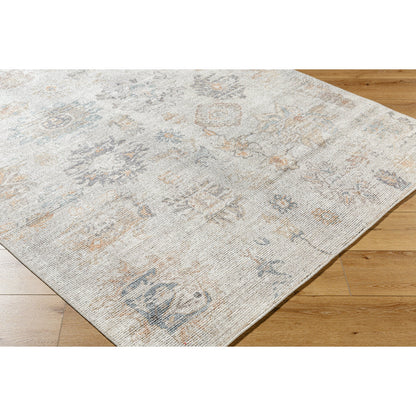 Olympic PNWOL-2302 Rug by Our PNW Home x Livabliss in gray, cream, tan, charcoal, light brown, sky blue. Made from polyester in a unique style.