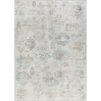Olympic PNWOL-2302 Rug by Our PNW Home x Livabliss in gray, cream, tan, charcoal, light brown, sky blue. Made from polyester in a unique style.
