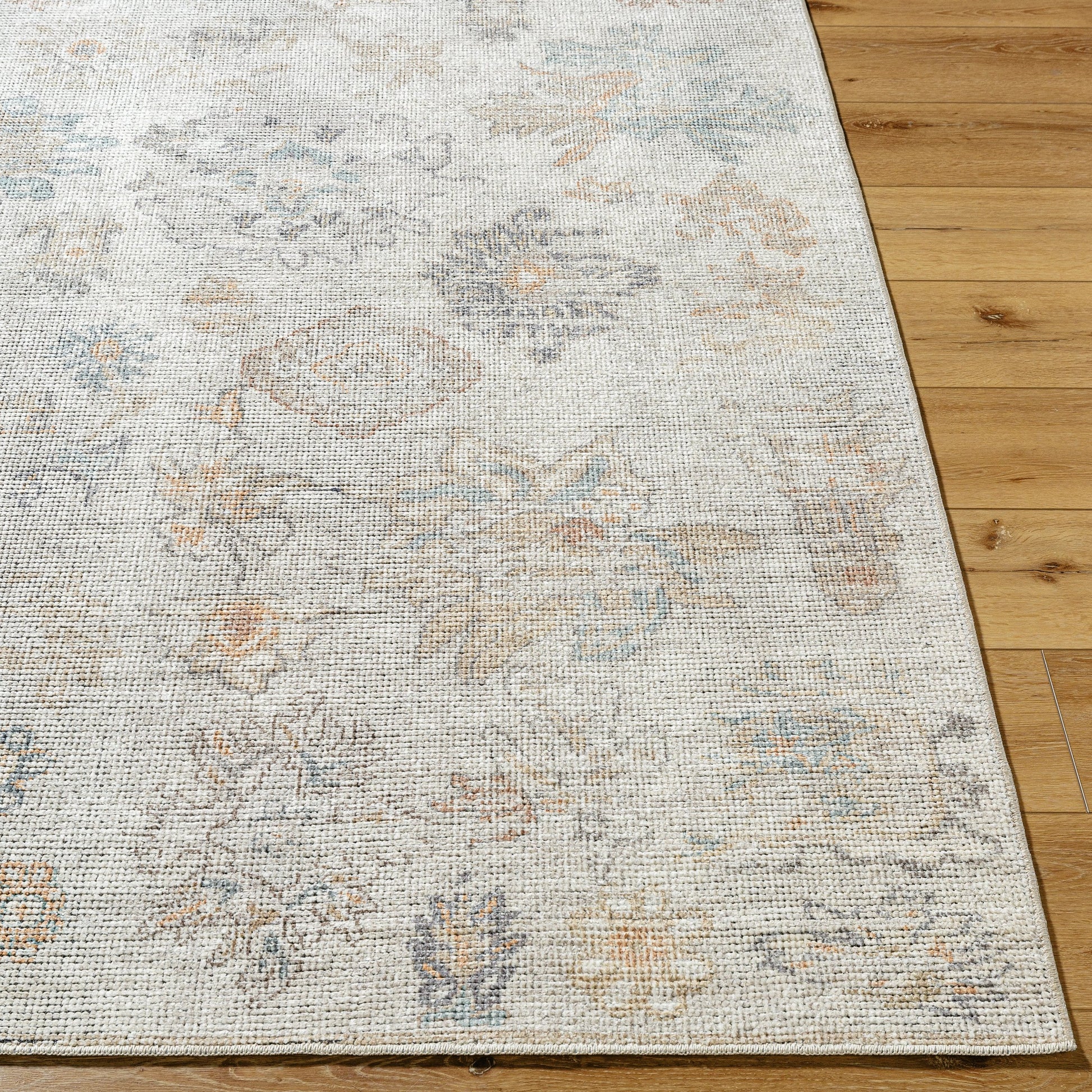 Olympic PNWOL-2302 Rug by Our PNW Home x Livabliss in gray, cream, tan, charcoal, light brown, sky blue. Made from polyester in a unique styl
