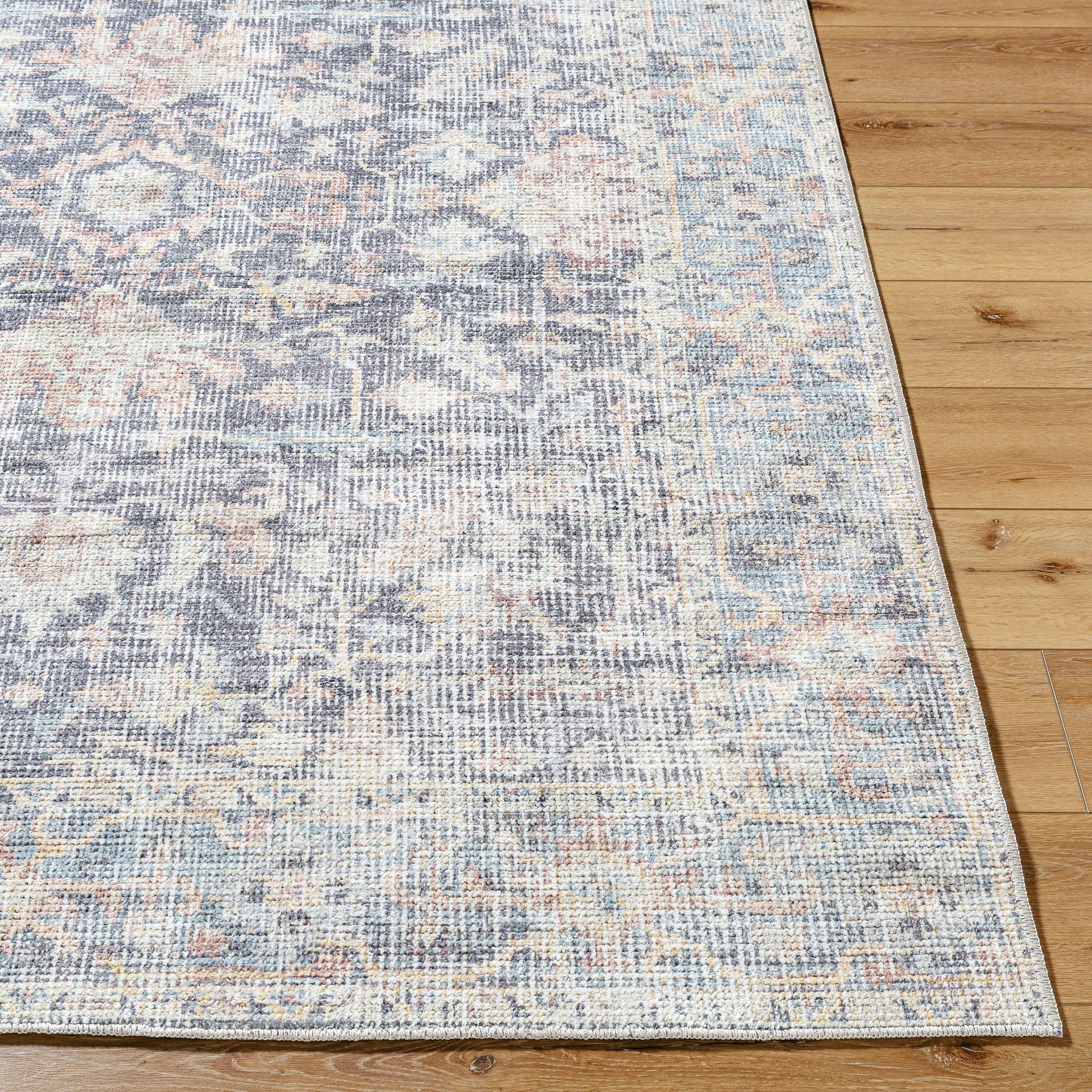 Olympic Rug - 533680 by Our PNW Home x Livabliss in charcoal, sky blue, amber, seafoam, light brown, gray. Made from polyester in a unique st
