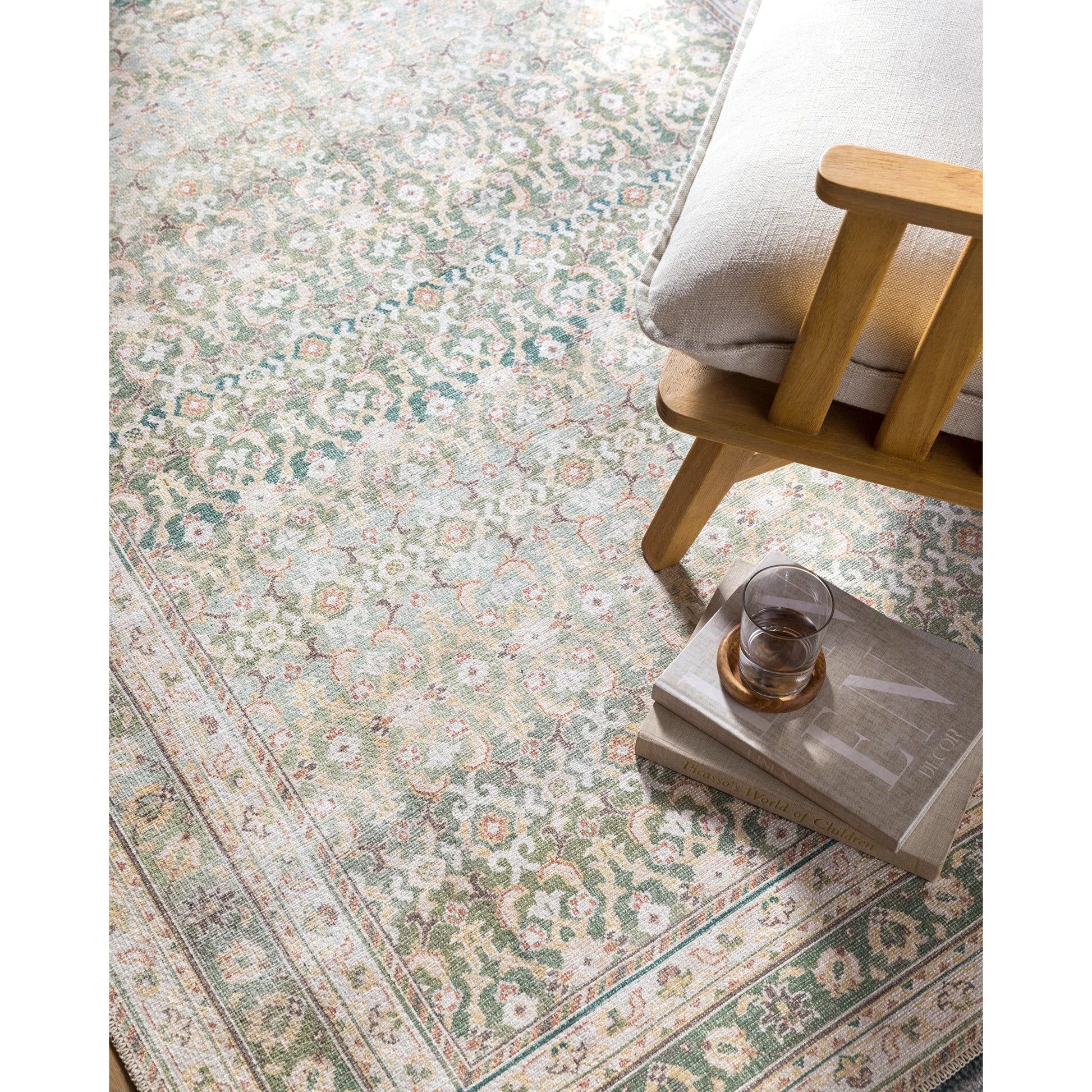 Rainier Rug - 533569 by Our PNW Home x Livabliss in olive, seafoam, wheat, cream, brown, dark brown. Made from polyester in a unique style.