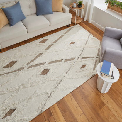 Anica Transitional Geometric Rug - 8008F by Feizy in ivory, taupe, brown. Made from wool in a unique style.