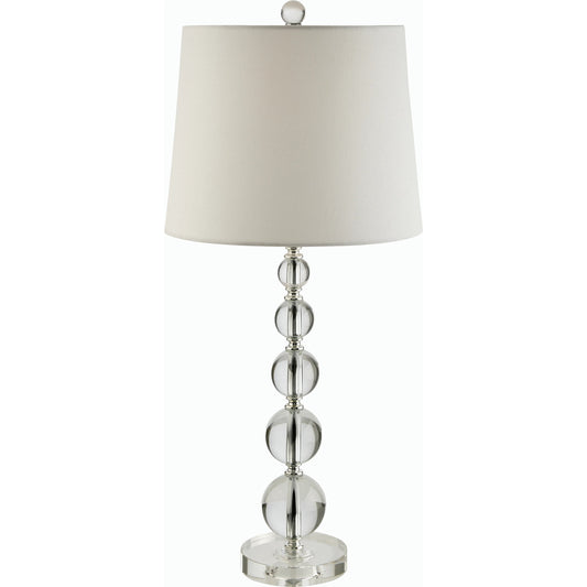 Porsha Accent Lamp  - 524610 by Surya in body: clear, base: clear, shade: white, finial: clear, cord: translucent and polishedpolishedplatedpolished. Made from crystal, steel, linen in a modern style.