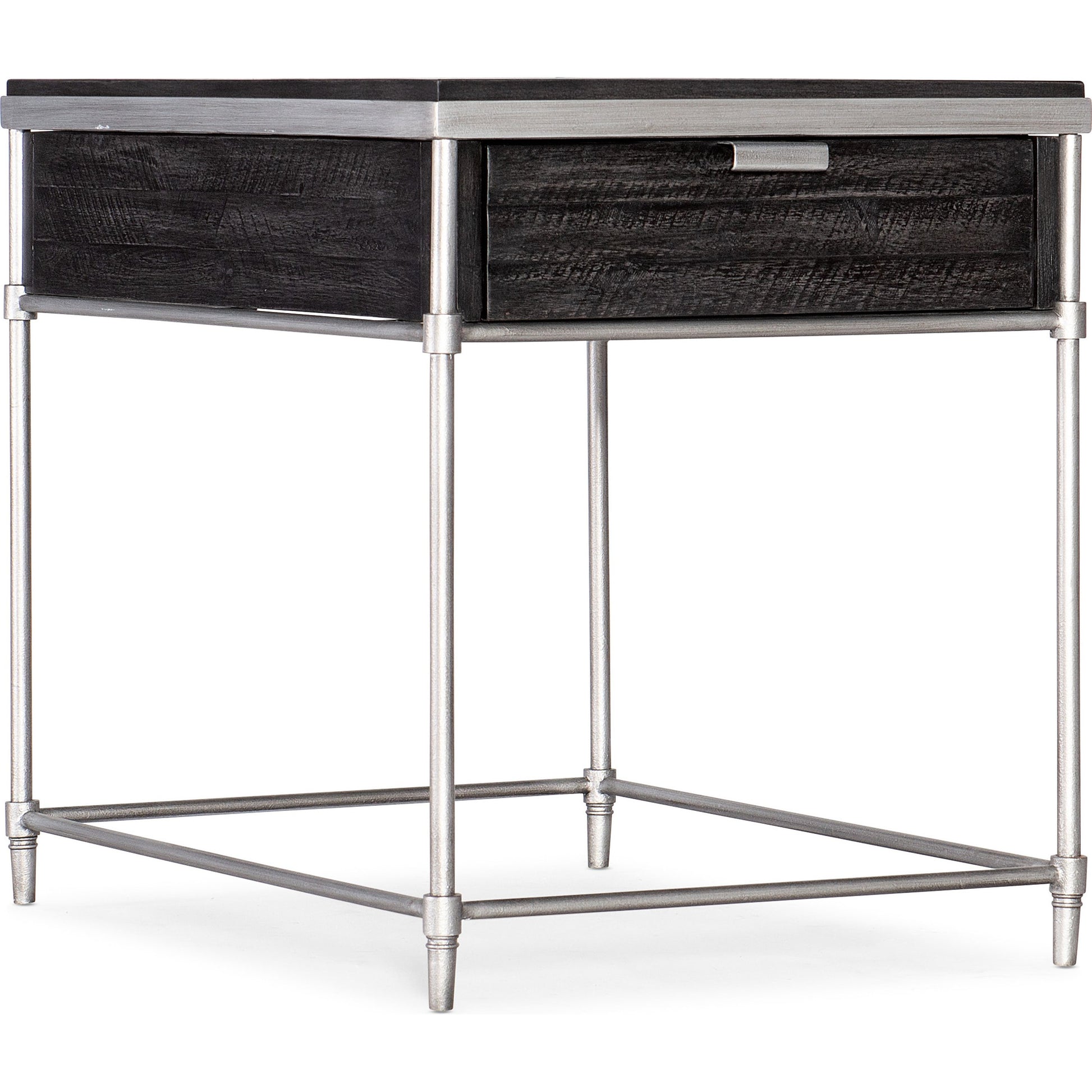 St. Armand End Table by Hooker Furniture. Made from acacia solids with round metal tube, metal sheet in a modern style.