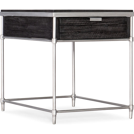 St. Armand End Table by Hooker Furniture. Made from acacia solids with round metal tube, metal sheet in a unique style.