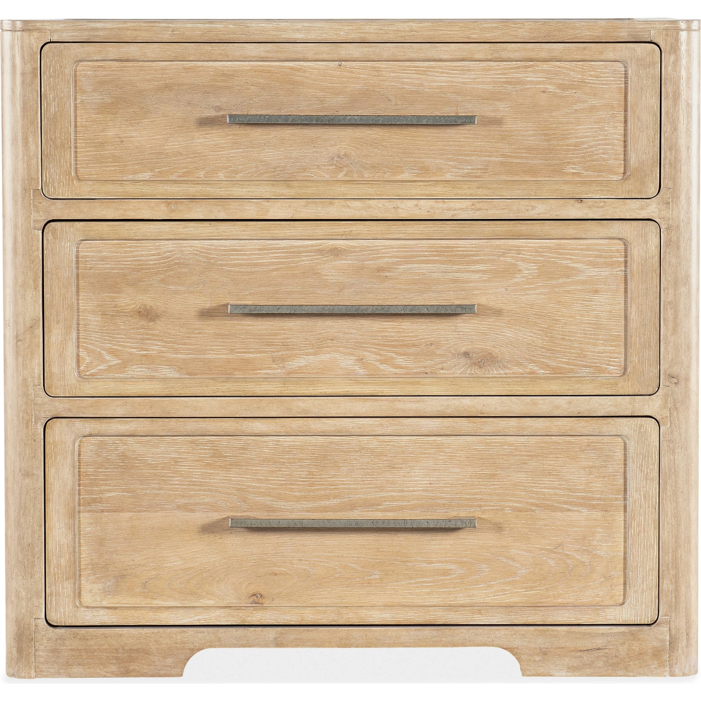 002 SI-2133743 | Additional Silo | Retreat Three-Drawer Nightstand by Hooker Furniture in dune. Made from oak, maple veneers in a cottage & farmhouse style.