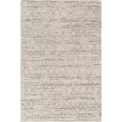 Pokhara POK-2300 Rug by Surya in taupe, ivory, light gray, gray. Made from 75% viscose, 25% wool in a unique style.