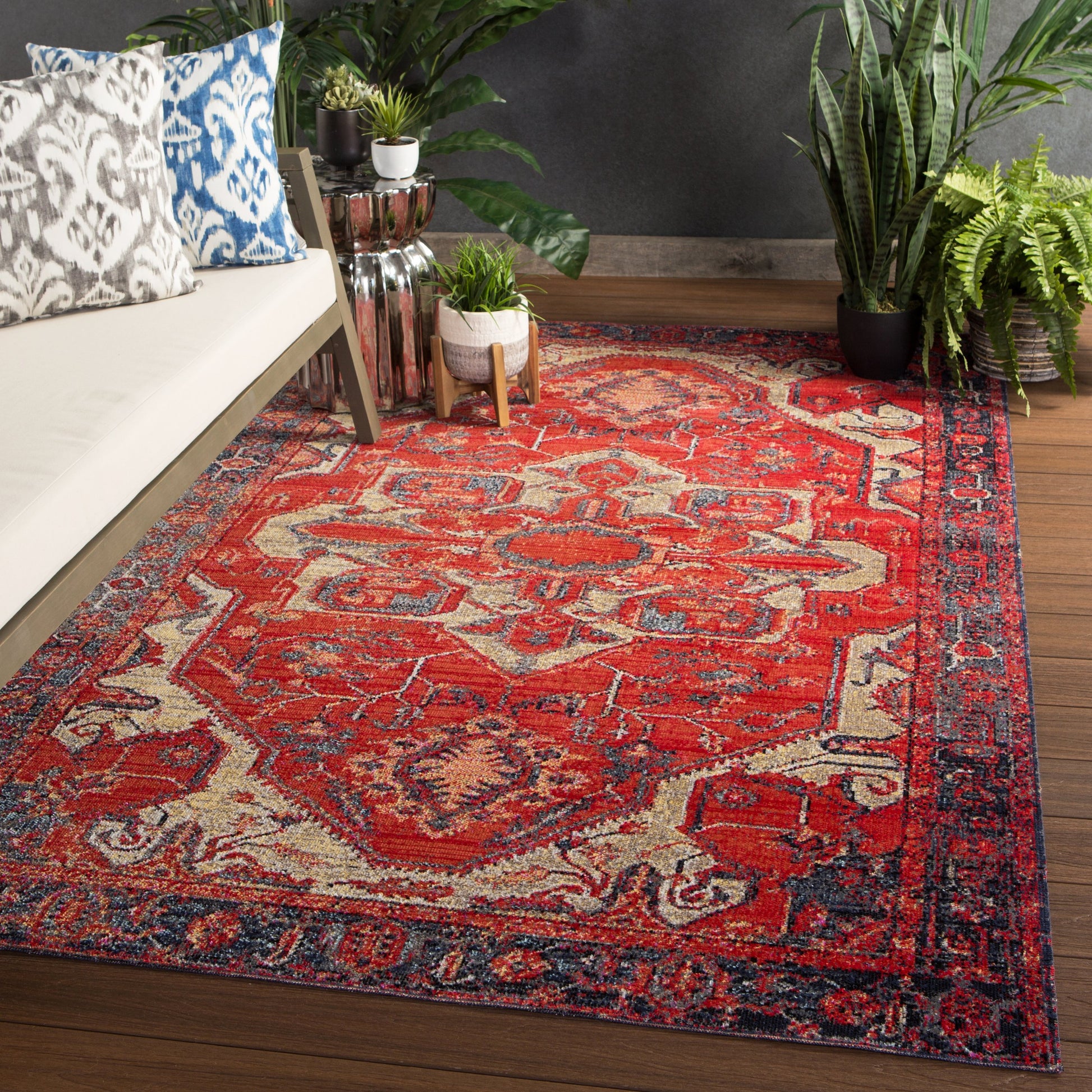 Polaris POL06 Indoor/Outdoor Rug by Jaipur Living in red, blue. Made from 100% polypropylene in a unique style.
