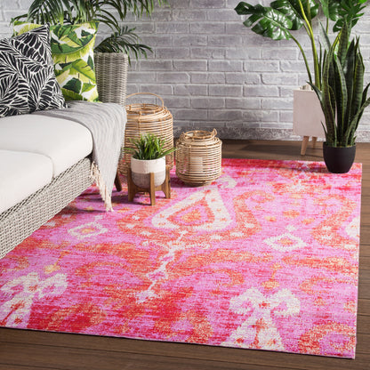 Seneca POL16 Indoor/Outdoor Rug by Jaipur Living in pink, orange. Made from 100% polypropylene in a unique style.