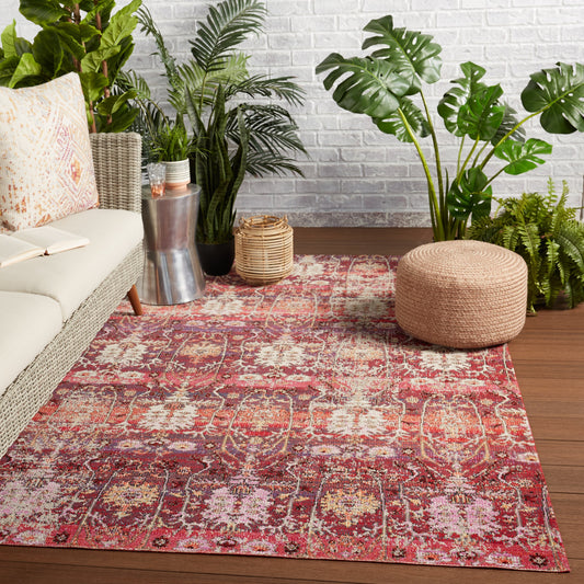 Polaris POL48 Indoor/Outdoor Rug by Jaipur Living in red, beige. Made from 100% polypropylene in a unique style.
