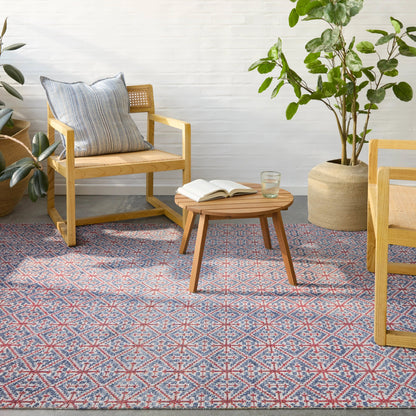 Polaris POL52 Indoor/Outdoor Rug by Jaipur Living in red, navy. Made from 100% polypropylene in a unique style.