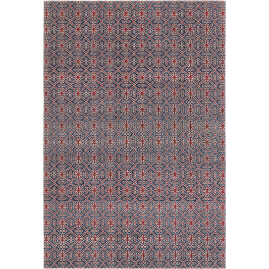 Polaris Darlita Rug by Jaipur Living in red, navy. Made from 100% polypropylene in a unique style.