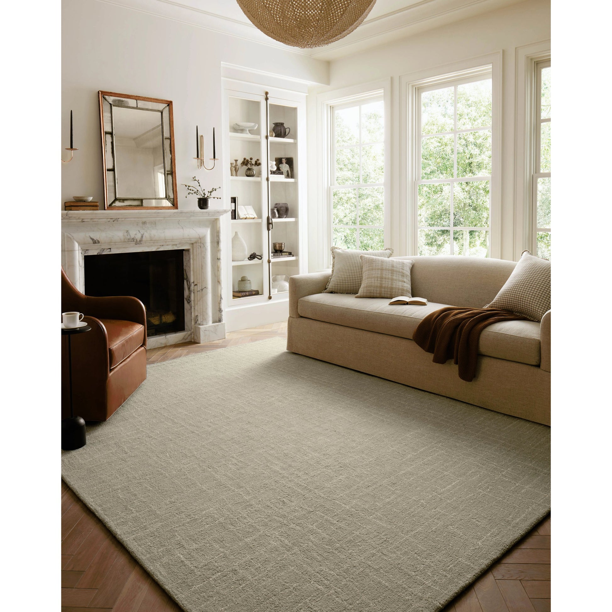 Polly POL-06 Rug by Chris Loves Julia x Loloi in spa, ivory. Made from 71% wool, 29% jute pile in a unique style.