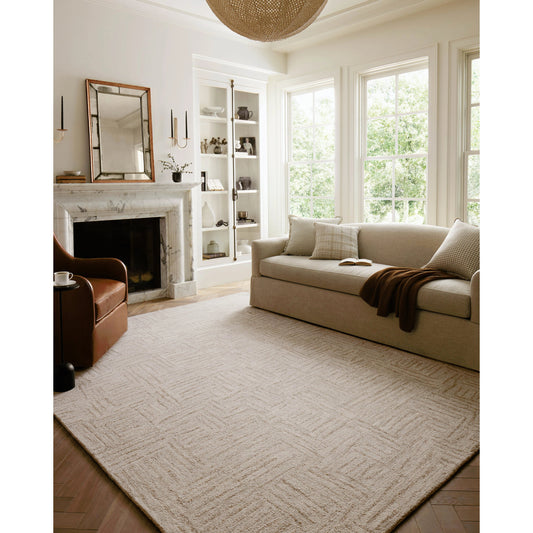 Polly POL-08 Rug by Chris Loves Julia x Loloi in smoke, sand. Made from 71% wool, 29% jute pile in a unique style.