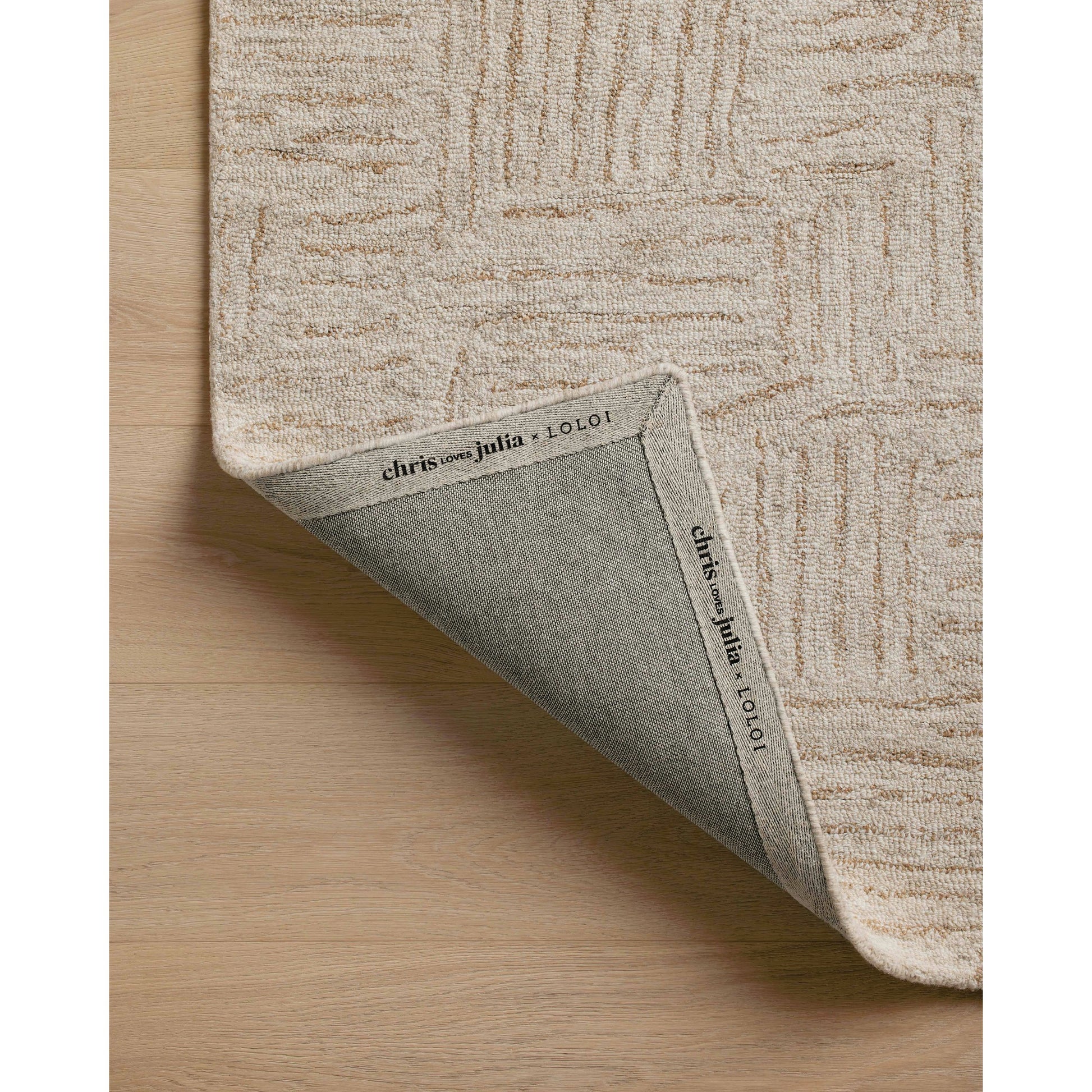 Polly POL-08 Rug by Chris Loves Julia x Loloi in smoke, sand. Made from 71% wool, 29% jute pile in a unique style.