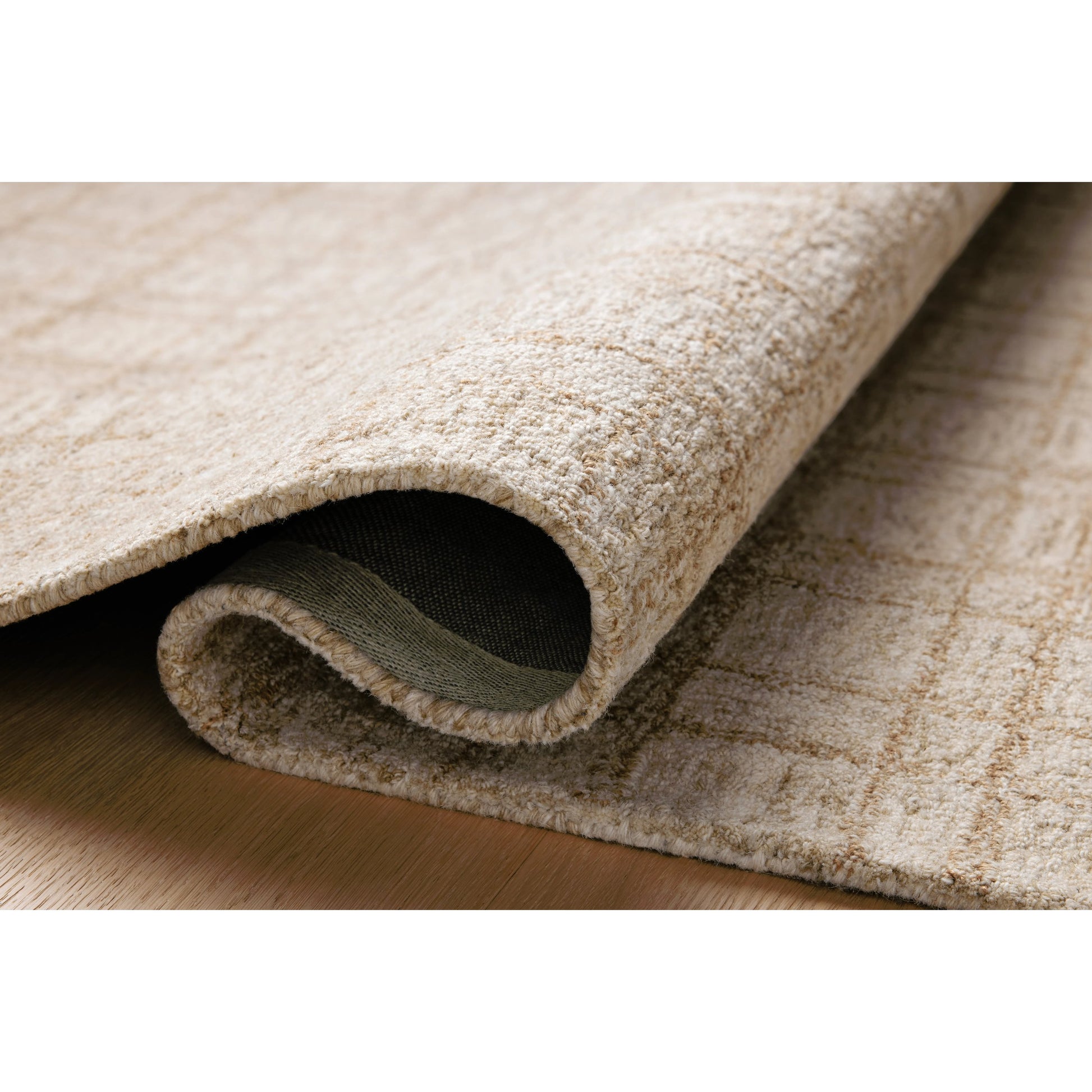 Polly POL-10 Rug by Chris Loves Julia x Loloi in khaki, sand. Made from 71% wool, 29% jute pile in a unique style.