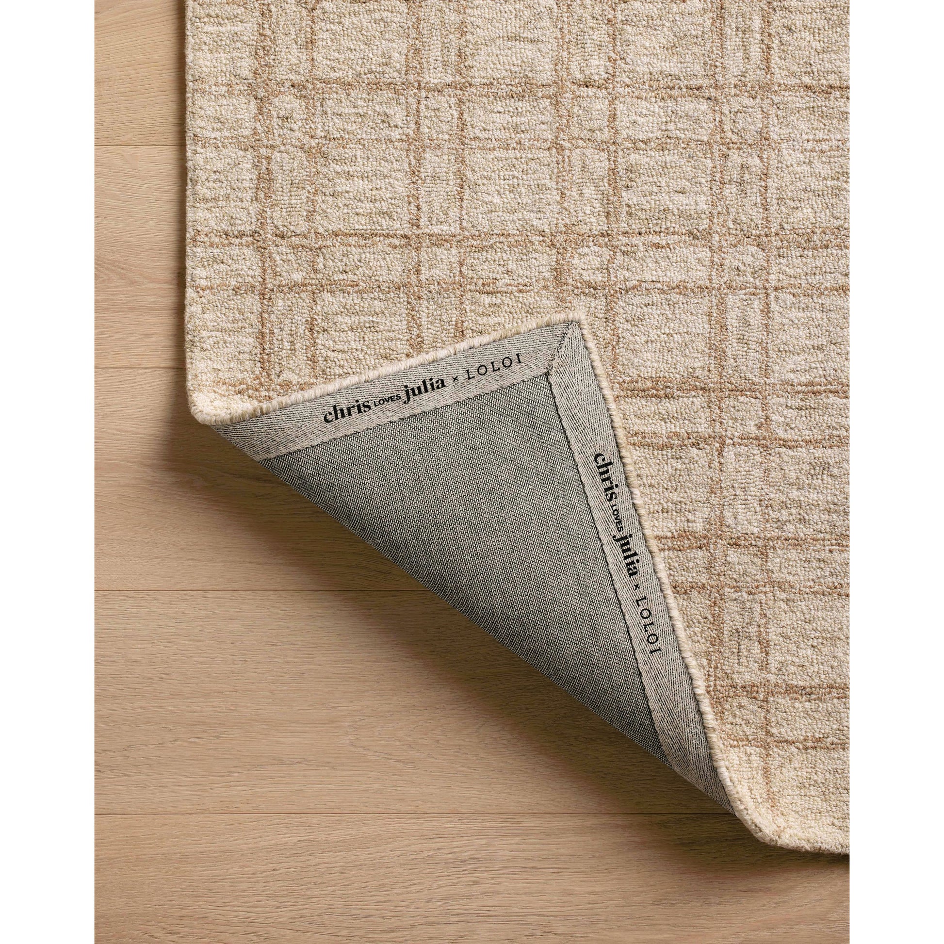 Polly POL-10 Rug by Chris Loves Julia x Loloi in khaki, sand. Made from 71% wool, 29% jute pile in a unique style.