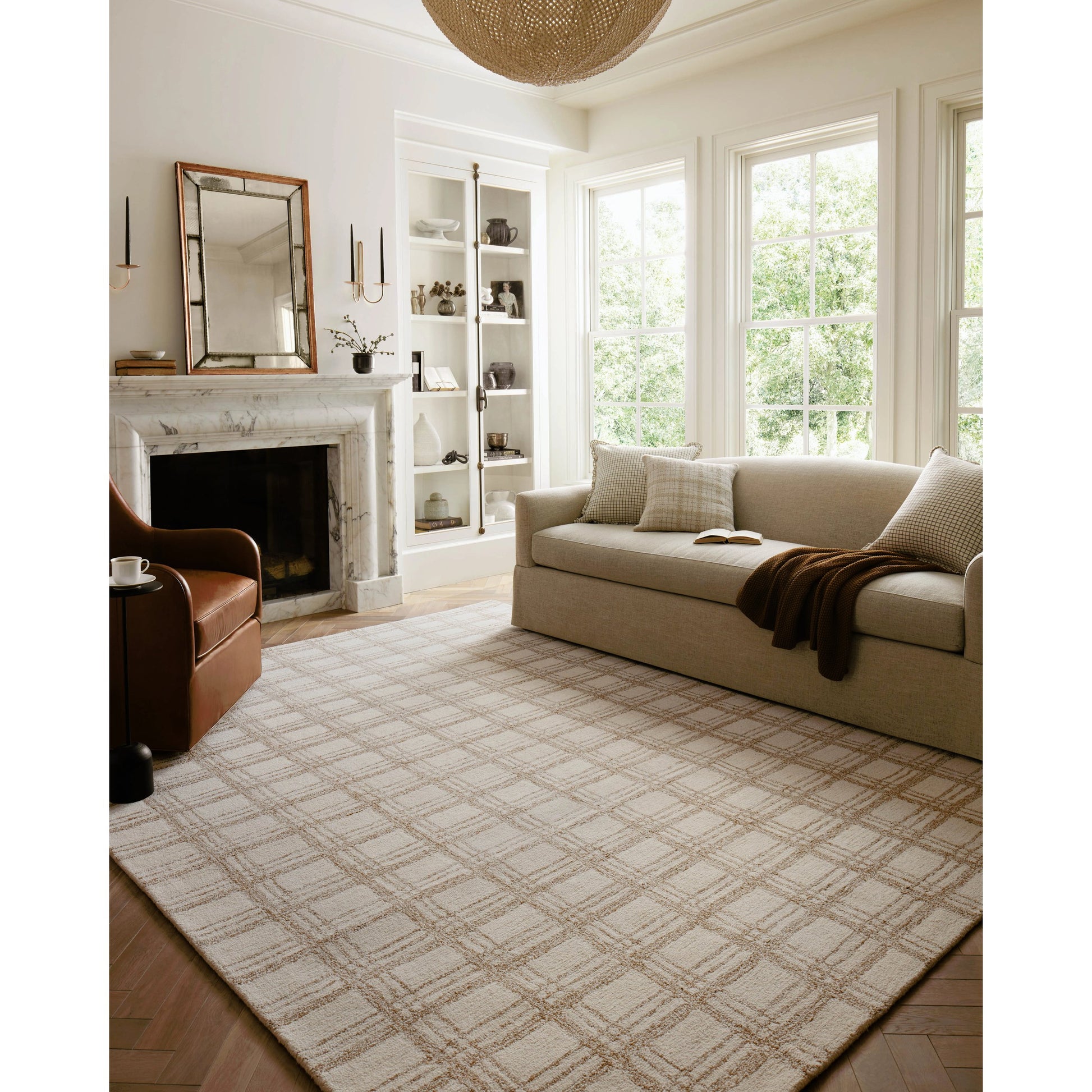 Polly POL-12 Rug by Chris Loves Julia x Loloi in cream, sand. Made from 71% wool, 29% jute pile in a unique style.