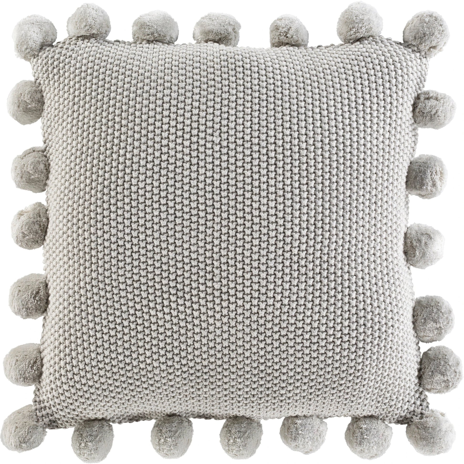 Pomtastic Pillow - 33321 by Surya in light gray. Made from 100% cotton in a modern style.